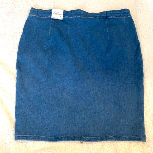 Simply Emma Blue Denim Pencil ZIP Mini Skirt New - Picture 5 of 7